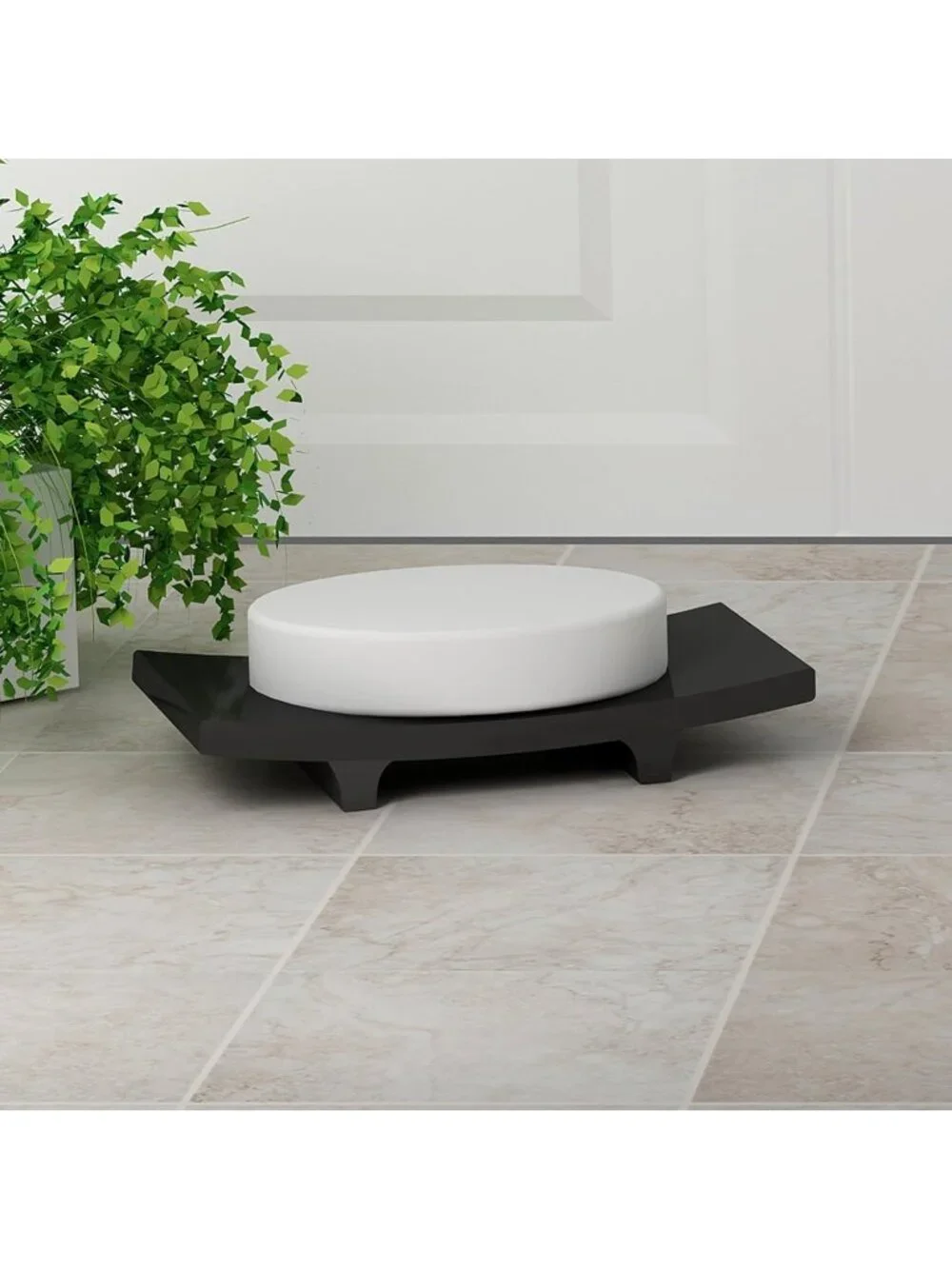 Nu Steel Loft Collection Black Metallic Resin Material Wide Profile Soap Dish